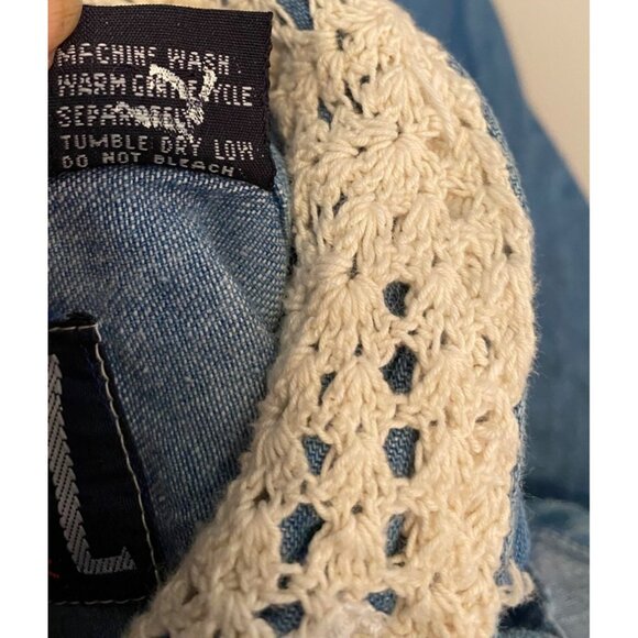 Quizz New York Denim Button Down Lace & Pearl Detail Long Sleeve Small - Picture 5 of 10